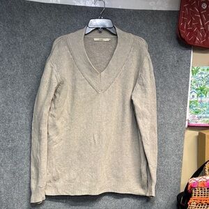 One Grey Day Superfine merino wool blend V neck marbled sweater oversized L